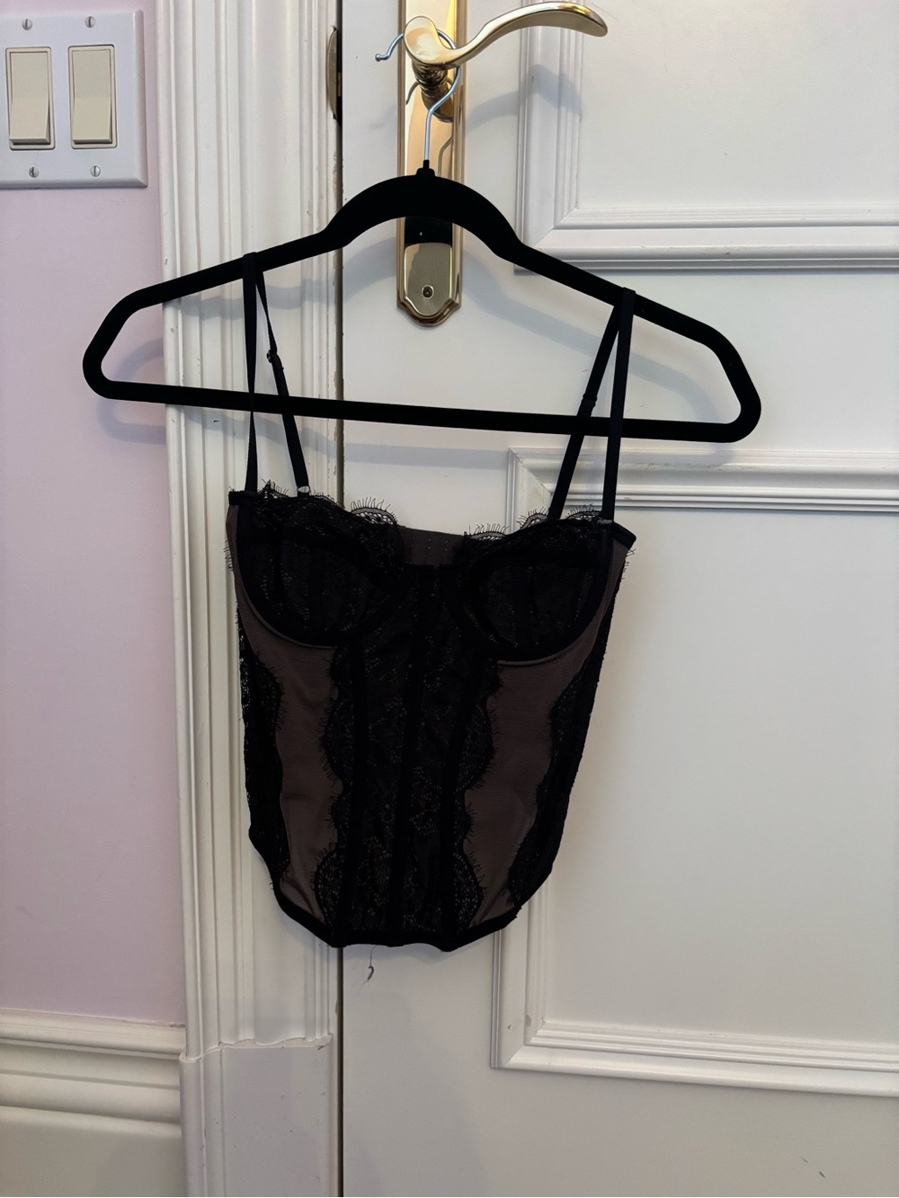Urban Outfitters Black Lace Trim Bustier Camisole